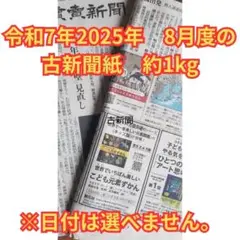2025年(令和7年)　8月度の新聞紙 古新聞 まとめ売り 約1kg