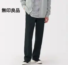 【無印良品】紳士　洗いざらしチノワイドパンツ 73cm 黒