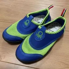 ベネトンマリンシューズ 20cm 青と緑のメッシュ 海 川遊び