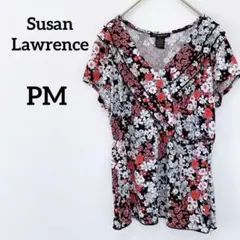 Susan Lawrence 【PM】花柄 半袖トップス ブラック　プチサイズ