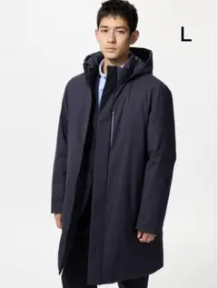 UNIQLO　ハイブリッドダウンコート　メンズ　Ｌ　ネイビー　防寒　軽い