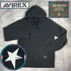 【古着】AVIREX アヴィレックス パーカー Lサイズ ブラック 星 裏起毛
