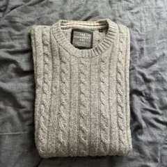 Superdry グレー ケーブルニットセーター