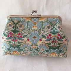 がま口　ハンドメイド　ウィリアムモリス　いちご泥棒　メイクポーチ