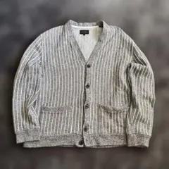 新品！BEAMS PLUS / スウェット カーデガン グレー　ストライプ
