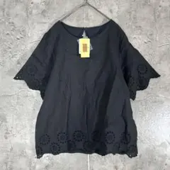 プールトレファム ♡ タグ付き　未使用品　スカラップレース　ブラウス　黒　3L