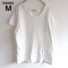 4842ヘインズ【レディースm】コットン白tシャツ 半袖　無地　JAPANfit