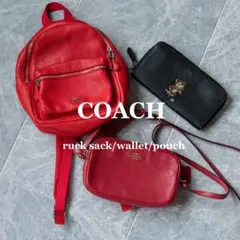【COACH】リュック バックパック ショルダーバッグ 長財布 レッド ブラック