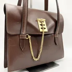 CELINE ハンドバッグ ボックス カーフレザー ゴールドチェーン ガンチーニ