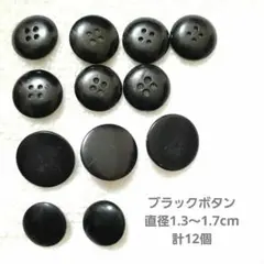 ボタン　ブラック色　計12個