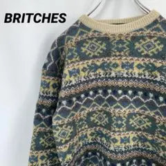 N-2946 BRITCHES 古着 総柄ニット ネイティブ柄 ウール セーター