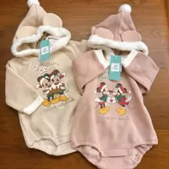 ミッキー ミニー クリスマスロンパース 70-80cm 双子 ディズニー