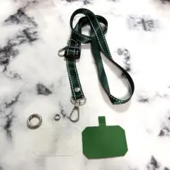 ♡【グリーン】全機種対応 スマホストラップ 斜め掛け 紛失防止 落下防止
