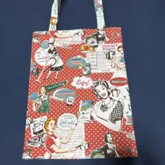 レトロキッチンテーマ エコバッグ 赤