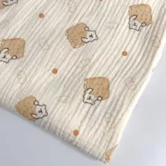 ぽこぽこダブルガーゼ生地　クッキーベア　生地幅130×45