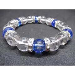 ★【ブルークラック水晶】玉経10㎜ 天然石ブレスレットパワーストーン