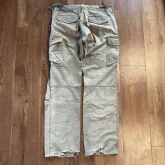 90s militaryギミックカーゴパンツベージュペイントパンツメンズ　L