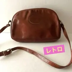 レディース　バッグ　ブラウン　レザーショルダーバッグ