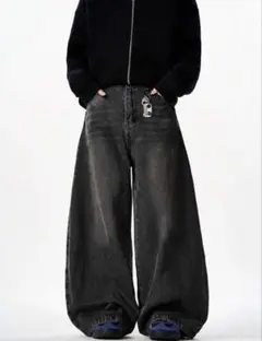 (新品)ワイドレッグ メンズジーンズ M