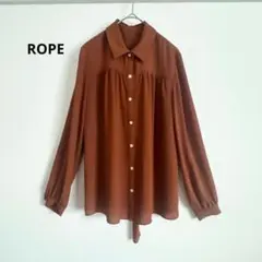 ★ ROPE ロペ 長袖 バックリボン シアー ブラウス トップス ブラウン