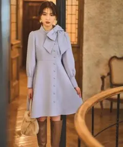 ウィルセレクション 長袖アシメリボンワンピース