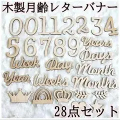 355 月齢フォト 28点セット 木製 レターバナー 誕生日 記念撮影 数字英字
