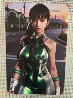 【訳あり】セクシーガール　ブリキ看板15 グリーンスーツ