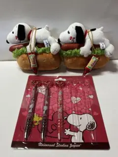 スヌーピー　USJ　マスコット　ホットドッグ　ぬいぐるみ　シャーペン　セット