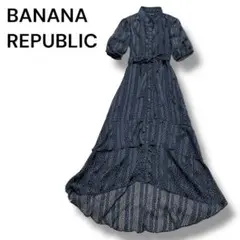 【BANANA REPUBLIC】ネイビー ドット柄 半袖ワンピース