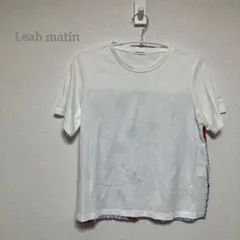 【Leah matin】 ホワイト 半袖Tシャツ L 薄手　花柄　b192