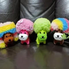 アフロ犬　カラフルぬいぐるみ 4体セット