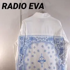【古着】ラヂオエヴァ RADIO EVA 長袖シャツ 初号機 バンダナ柄 白