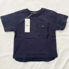 【未使用】 ビッグポケット付き Tシャツ 半袖 ネイビー 110cm