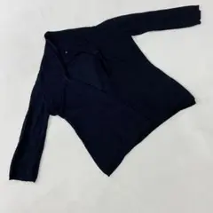 TOPVALU カーディガン 黒 オープンフロント レーヨン混 ラメ入り M