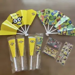 新品　ミニオンズ　扇子6点&ステッカー