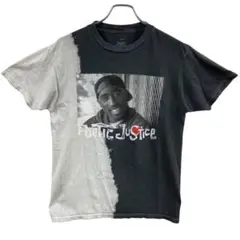 2Pac　90s風 ラッパーTシャツ 　黒＋灰色　S　ストリート【4631】