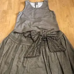 カネコイサオ☆デニム☆ノースリーブブラウス&ティアードスカート&サッシュベルト