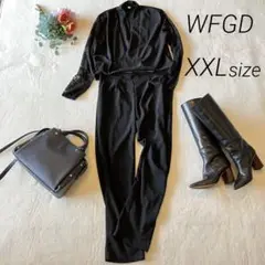 《美品》オールインワンXXL黒袖レースファスナー2way