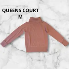 QUEENS COURT 長袖ニットビジュー付 タートルネックピンク系 M