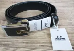 レノマ U.P renoma ベルト レザー 牛革 黒系 ブラック タグ付