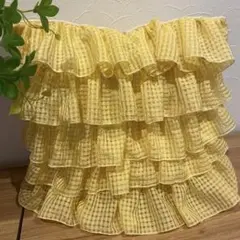 Francfranc フリル付きクッションカバー イエロー　定価¥4,000