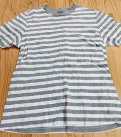 GAP グレーとホワイト ストライプ Tシャツ M