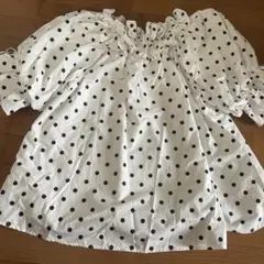 meraki 水玉模様 フリルトップス 半袖