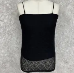 【新品】カップ付レースキャミソール　ブラック