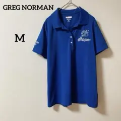 GREG NORMAN 【M】半袖ポロシャツ ロゴ刺繍入り ブルー