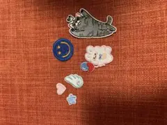 刺繍ワッペンセット 猫 スマイル 雲