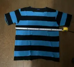 ビームス　青&黒ボーダー パイルTシャツ