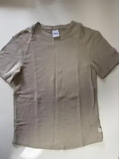 ZARA ベージュ リブ編み Tシャツ