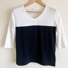 美品⭐️ レディース トップス 7分袖 Tシャツ ホワイト ブラック M