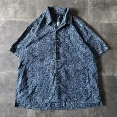 2000年製 OLD GAP 半袖シャツ アロハ調 青 XXL A0477 総柄